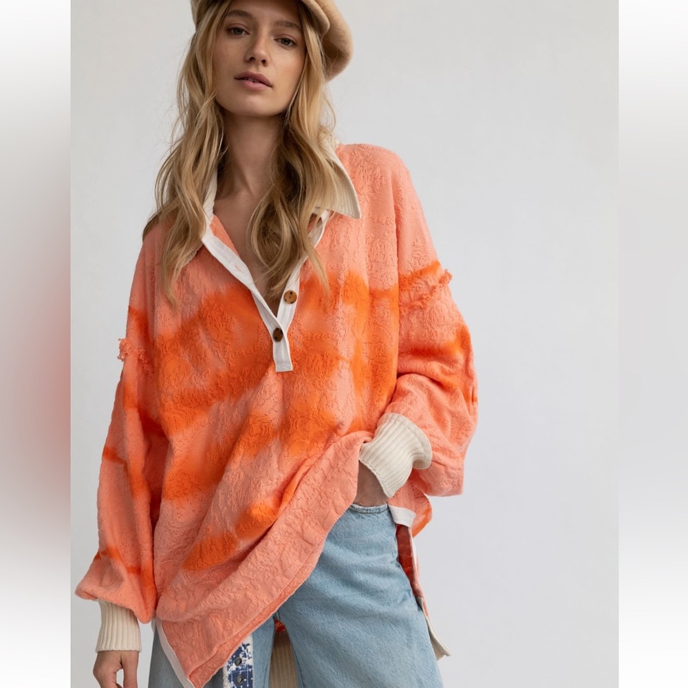 Free People Sunrise Polo tropical sunset combo size M runs large
